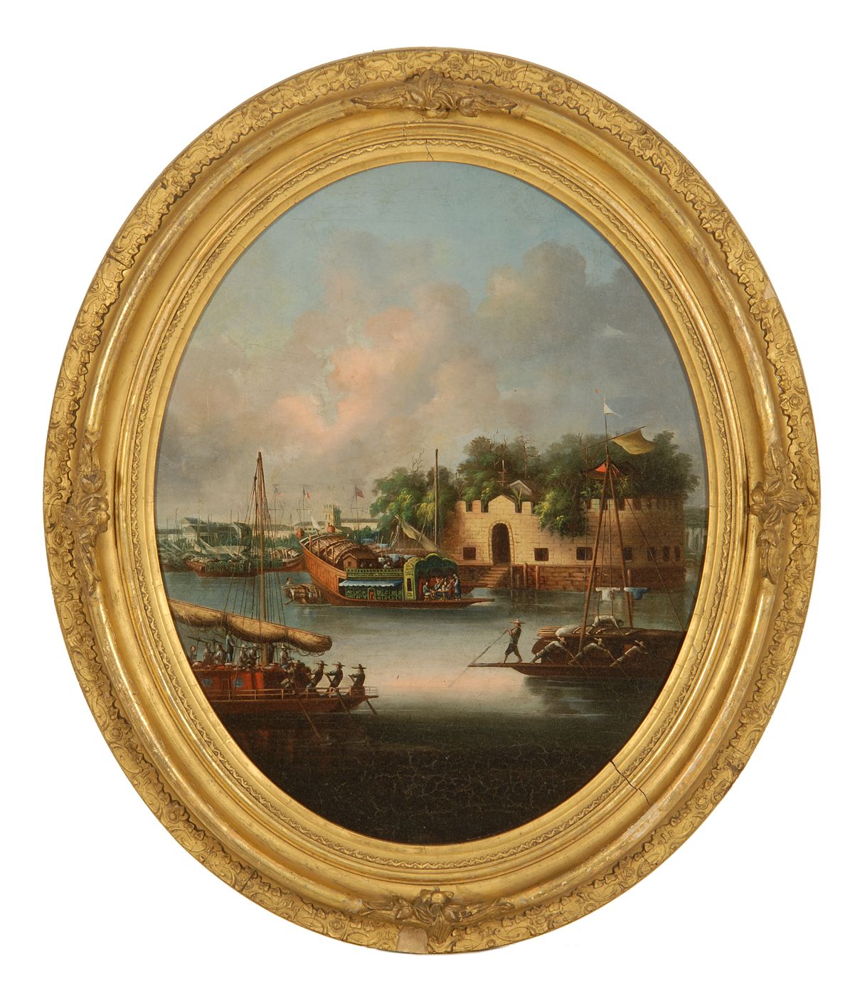 Appraisal: CHINA TRADE PAINTING th CenturyThe Dutch Folly Fort on the