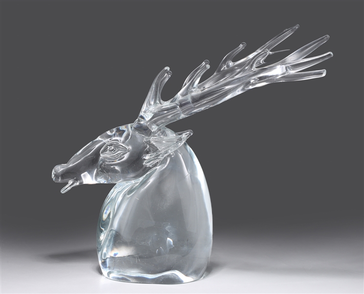 Appraisal: Crystal glass stag bust minor scratch on base L W