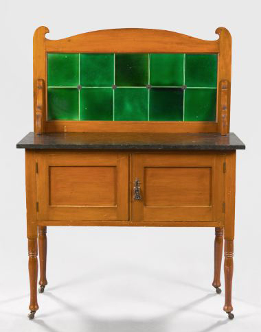 Appraisal: Edwardian Stained Maple and Marble-Top Washstand ca the backsplash with