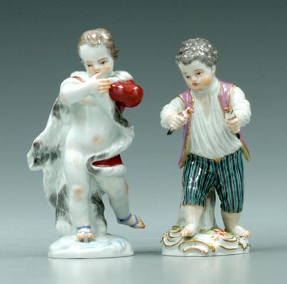 Appraisal: Two Meissen figurines children one a child holding birds one