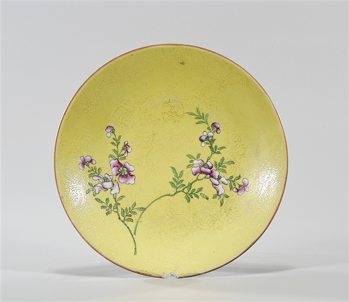 Appraisal: Chinese enameled porcelain dish with floral decoration and mark to