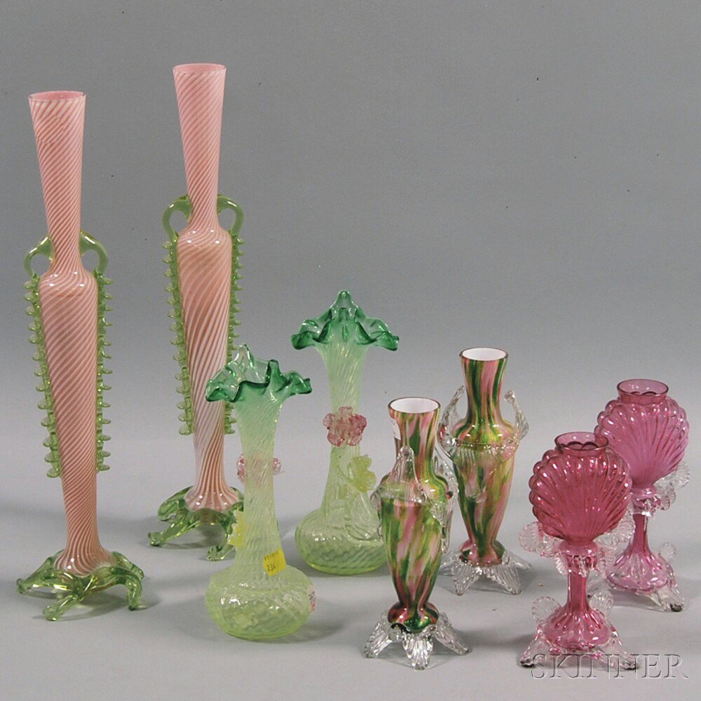 Appraisal: Four Pairs of Mostly Venetian Glass Vases a pair of