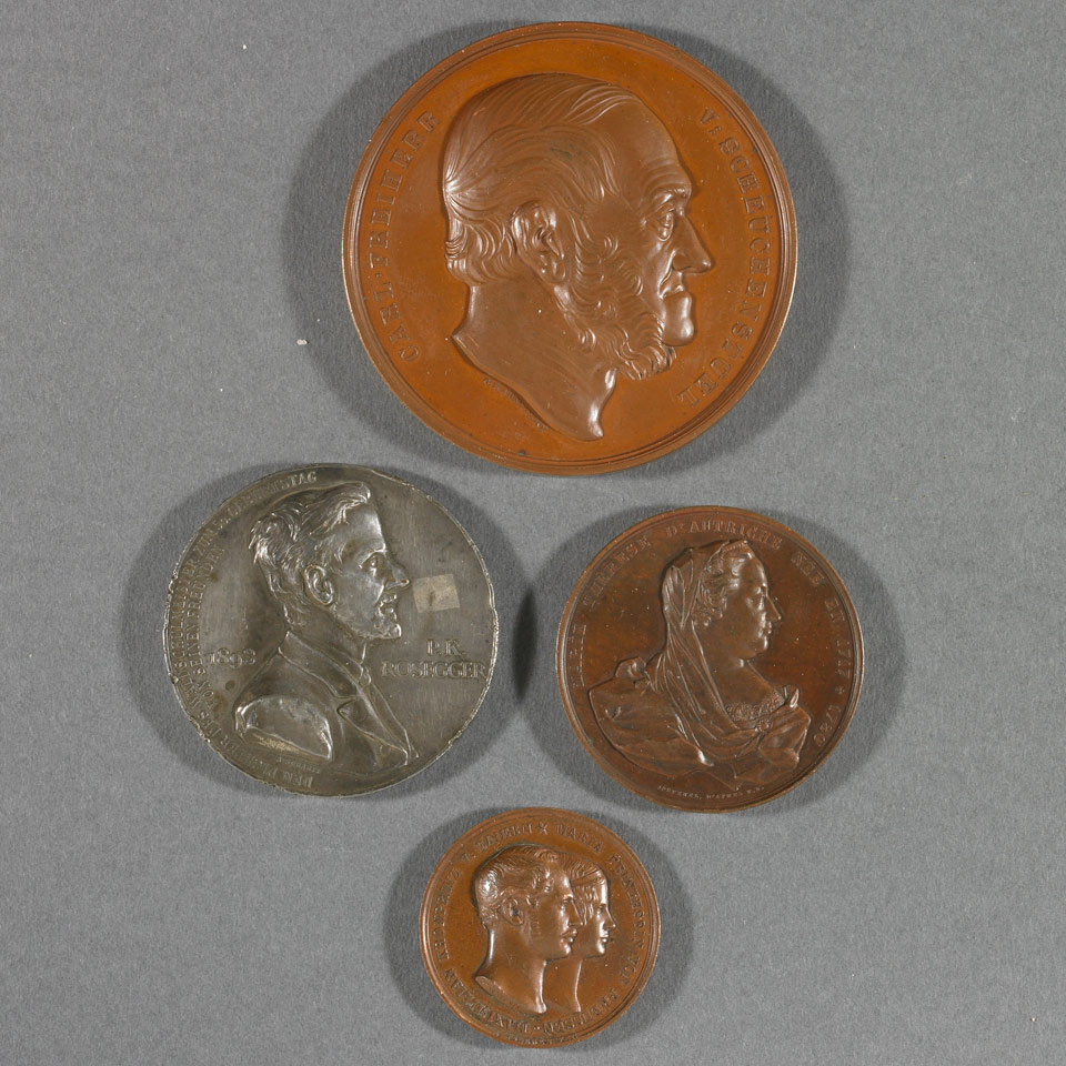 Appraisal: Group of Four Austrian Bronze Copper and Silver Medals th