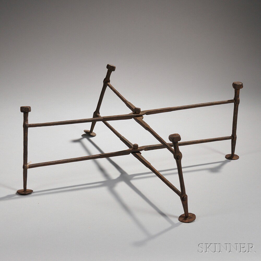 Appraisal: Wrought Iron Collapsible X-shaped Stand America late th early th