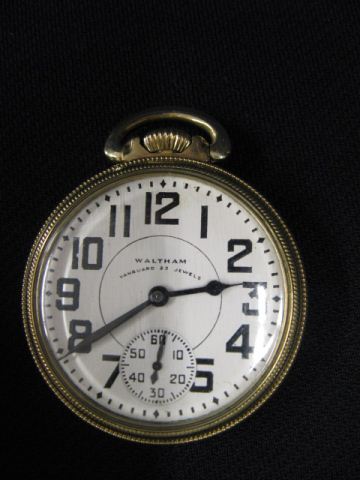 Appraisal: Waltham Railroad Pocketwatch Vanguard jewel lever set gold train gold-filled