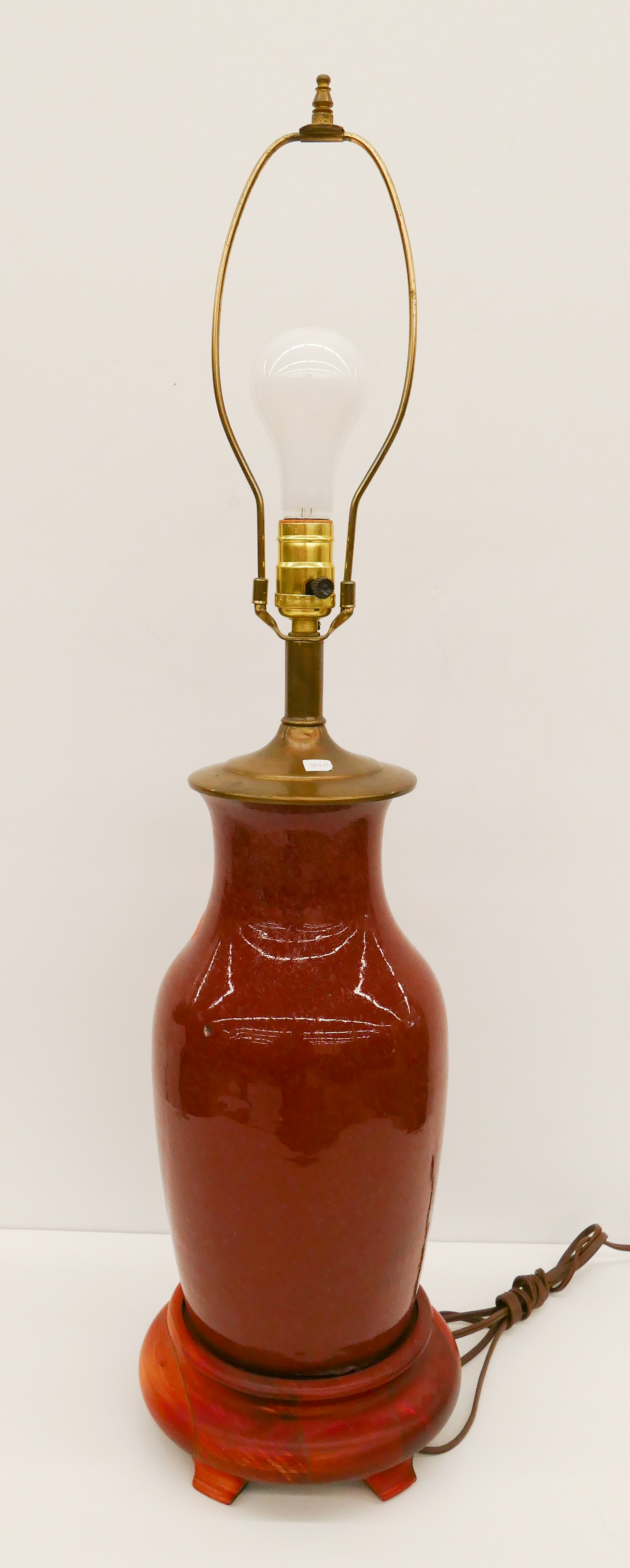 Appraisal: Old Chinese Sang de Boeuf Oxblood Porcelain Vase Table Lamp-