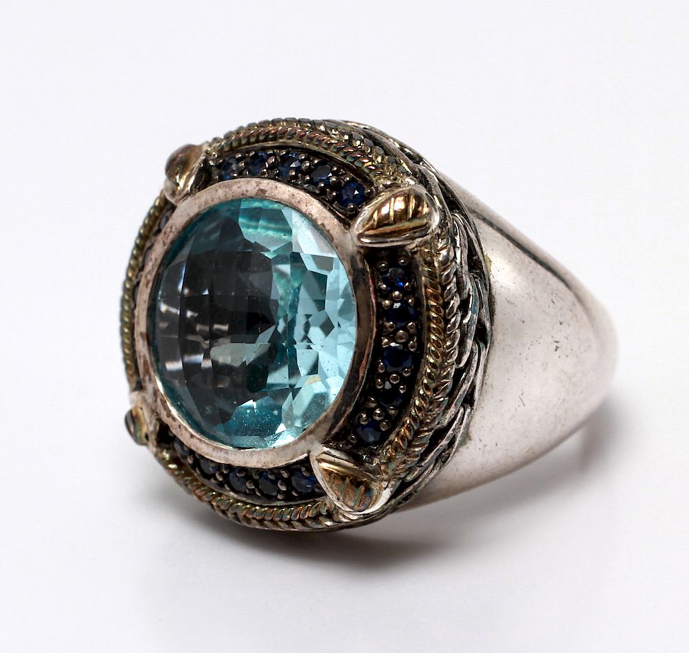 Appraisal: Effy Silver w K Gold Topaz Sapphires Ring Effy sterling