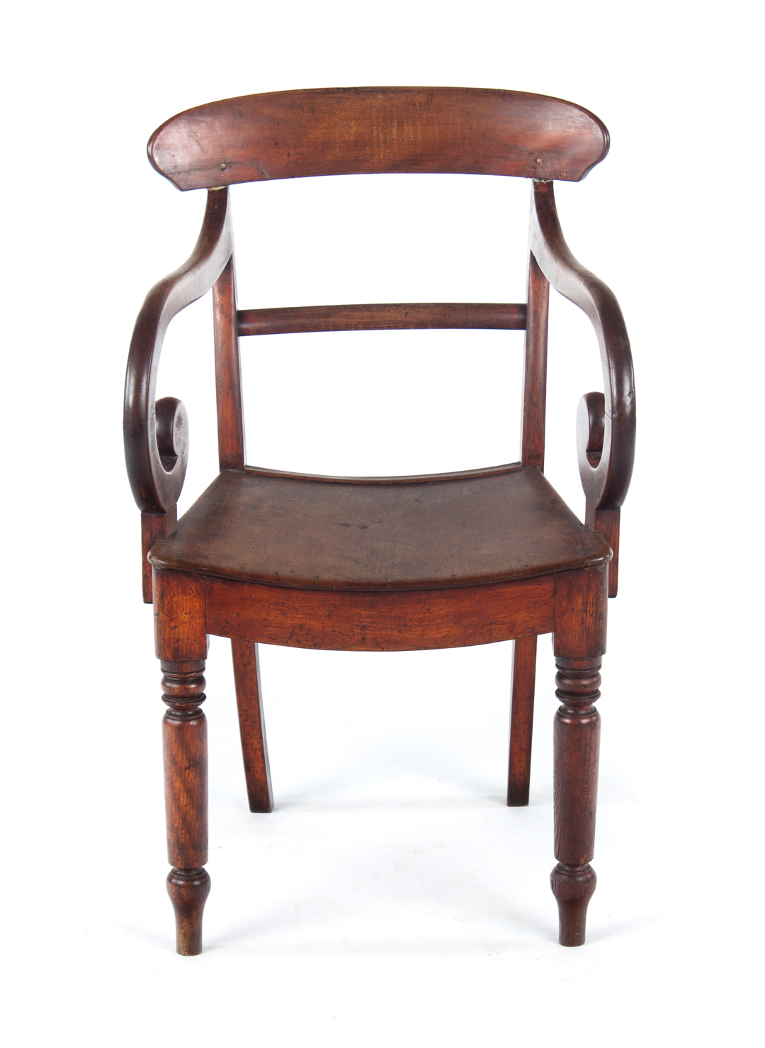 Appraisal: George IV carved walnut armchair circa tablet-form crest rail scrolled