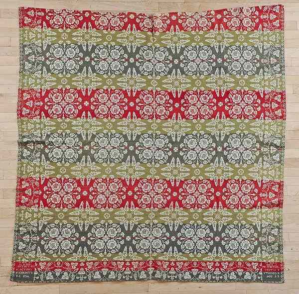 Appraisal: Pennsylvania Jacquard coverlet inscribed Made by G Baer Antietam Factory