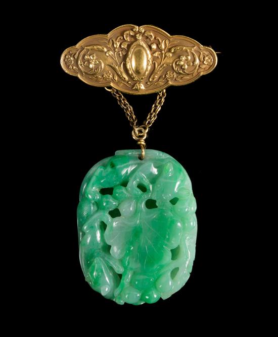 Appraisal: Sale Lot A Pierce Carved Apple Green Jadeite Pendant possibly