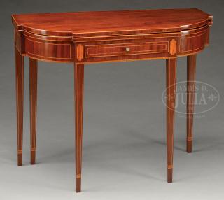 Appraisal: FINE UNUSUAL FEDERAL INLAID MAHOGANY CARD TABLE FINE UNUSUAL FEDERAL