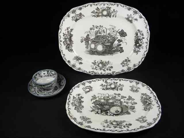 Appraisal: Lot of four pieces of assorted English black transferware Includes