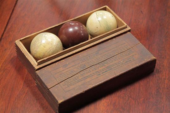 Appraisal: BOXED SET OF BILLIARD BALLS Brunswick-Balke-Collender Co th century Two