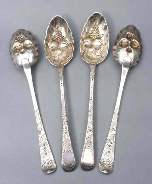 Appraisal: A SET OF FOUR GEORGE III SILVER OLD ENGLISH PATTERN