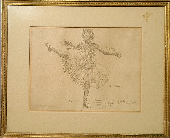 Appraisal: - Framed and matted print of a sketch of a