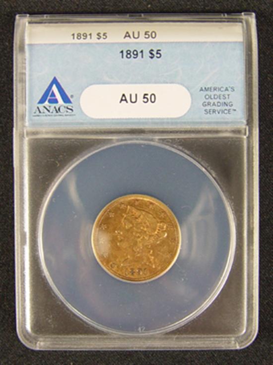 Appraisal: Liberty Gold Coin ANACS certified and graded AU