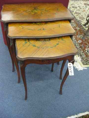 Appraisal: Nest of Tables handpainted florals Italian carved circa