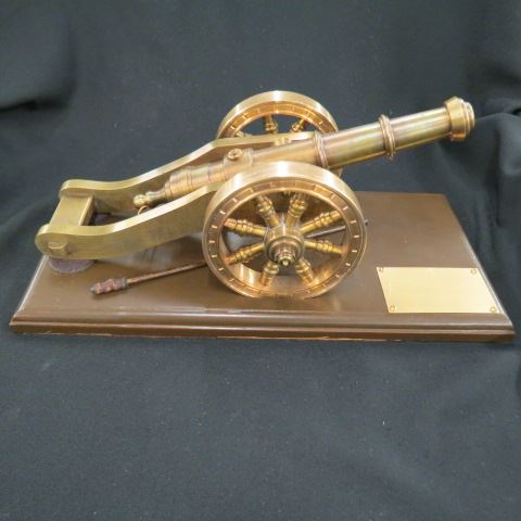 Appraisal: Brass Signal Cannon wood base