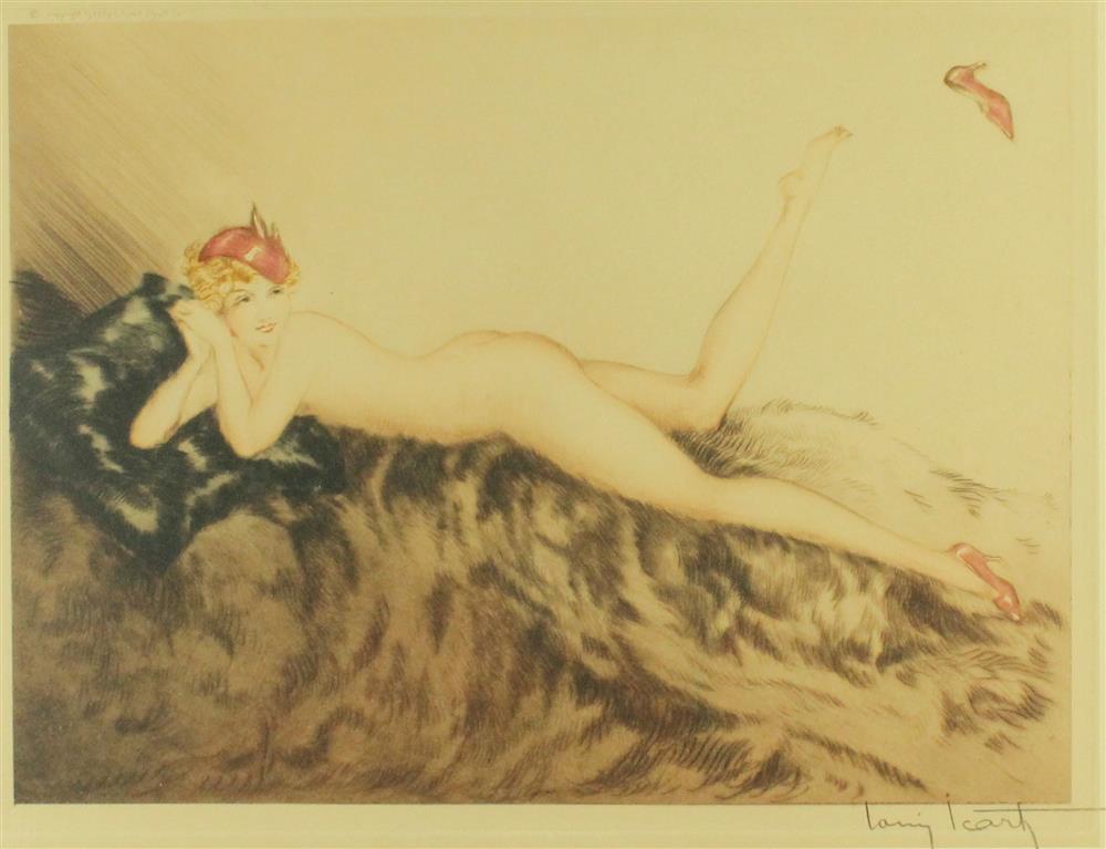 Appraisal: LOUIS ICART FRENCH - HOOPLA Etching and aquatint x in