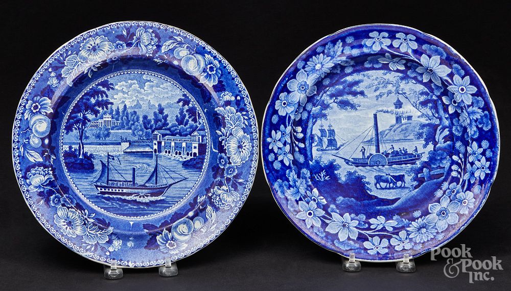 Appraisal: Two Historical blue Staffordshire plates Two Historical blue Staffordshire plates