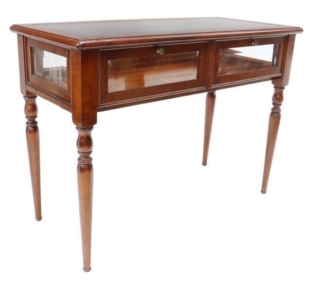 Appraisal: French Louis XVI style mahogany vitrine table th c inset