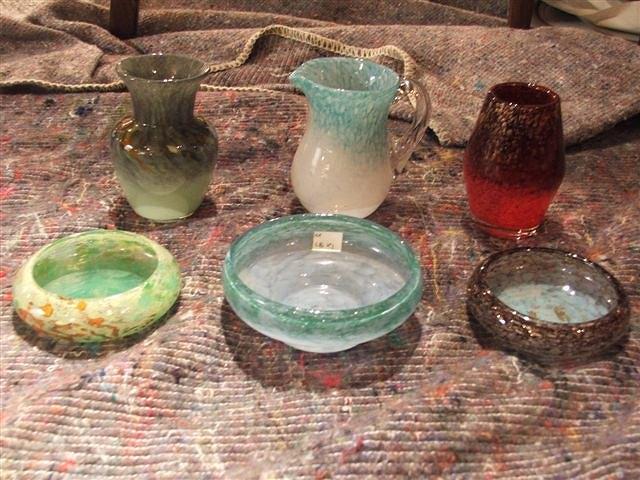 Appraisal: A GROUP OF COLOURED GLASS comprising a white and turquoise