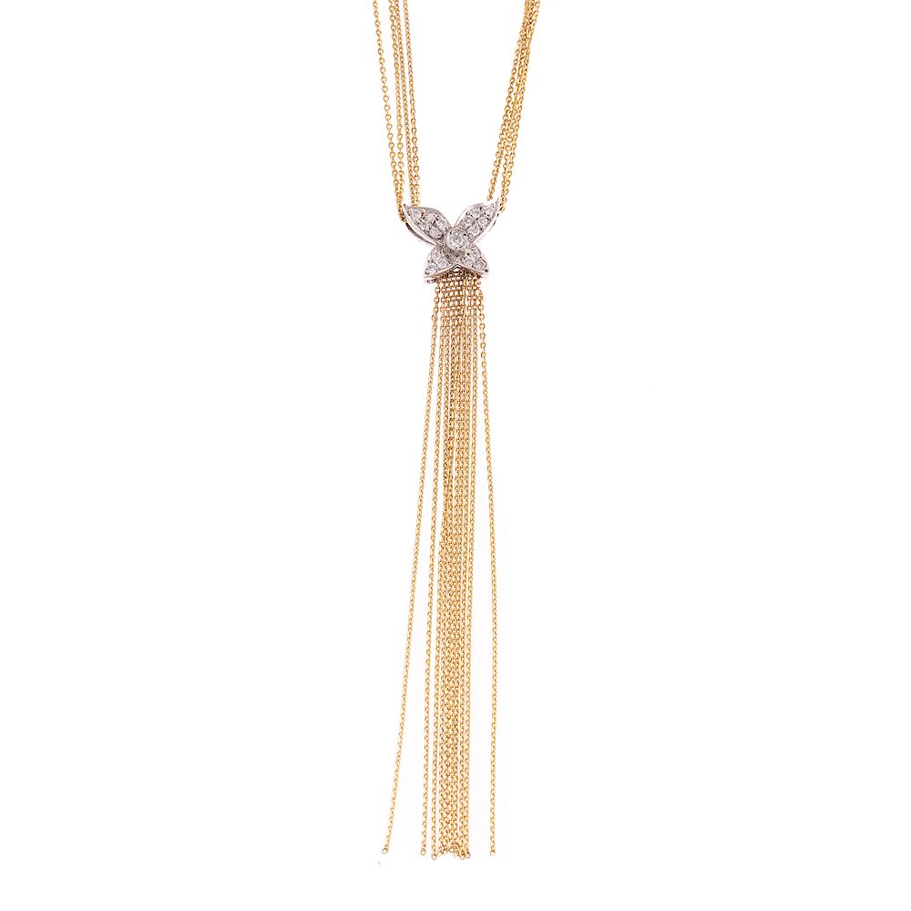 Appraisal: A Diamond and Fringe Chain Necklace in Gold K yellow