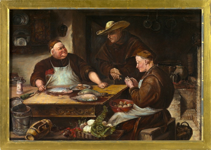 Appraisal: Attributed to Adolph Humborg German - Preparing the Meal oil