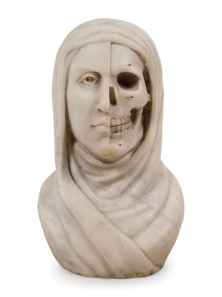 Appraisal: An Italian White Marble Vanitas Bust An Italian White Marble