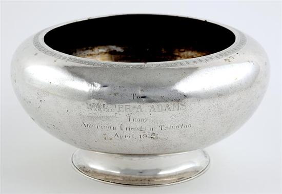 Appraisal: Chinese Export silver centerbowl circa - Greek-Key band on matte-decorated