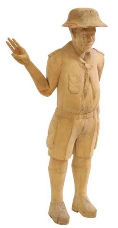 Appraisal: Carved wood figure th c in uniform style dress one