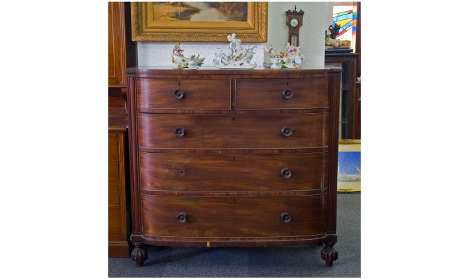 Appraisal: Mahogany Victorian Bow Fronted Chest Short Drawers Over Long Drawers