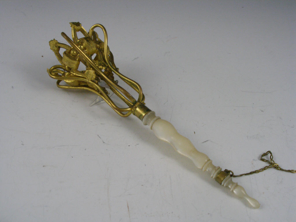 Appraisal: Tussy-Mussy Edwardian open work gold tone metal flower holder w