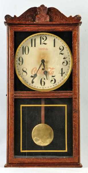 Appraisal: Early Wooden Coca-Cola Regulator Clock Pendulum Description Nice original clock