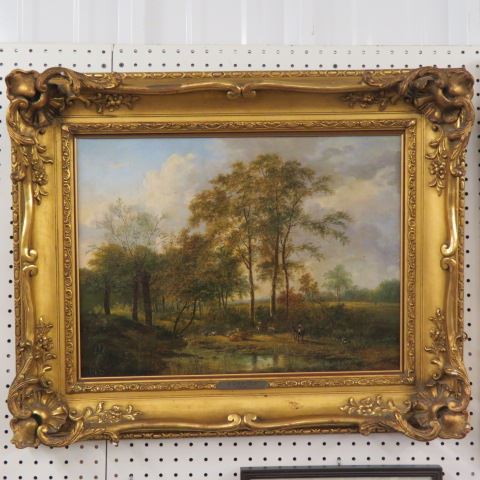 Appraisal: G Van Olf oil landscape with cows by a pond