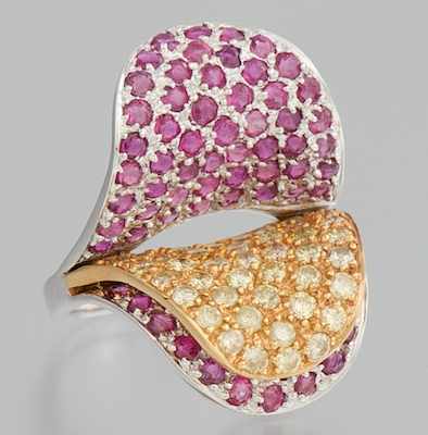 Appraisal: An Unusual k Gold Diamond and Pink Sapphire Ring k