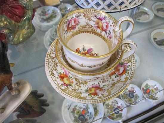 Appraisal: TH CENTURY COALPORT HAND PAINTED AND GILDED TRIO