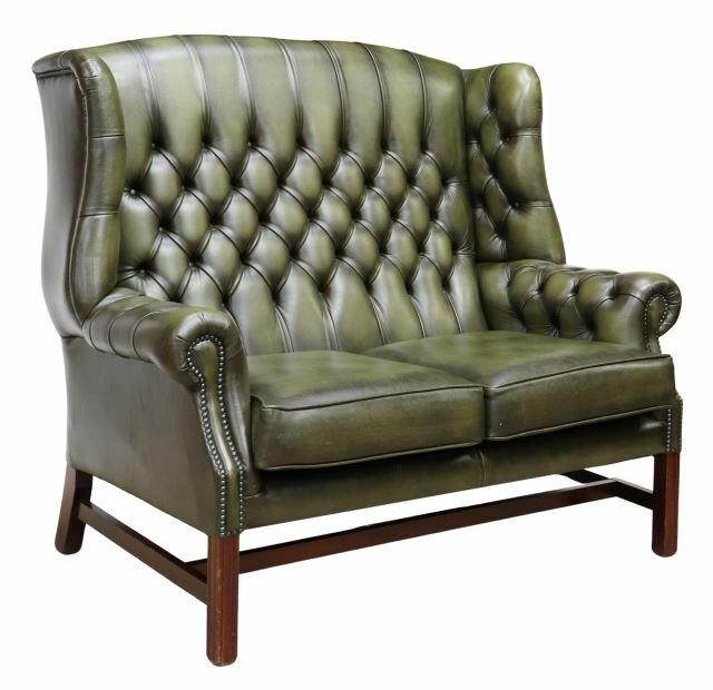 Appraisal: English Chippendale style wingback loveseat late th c in green