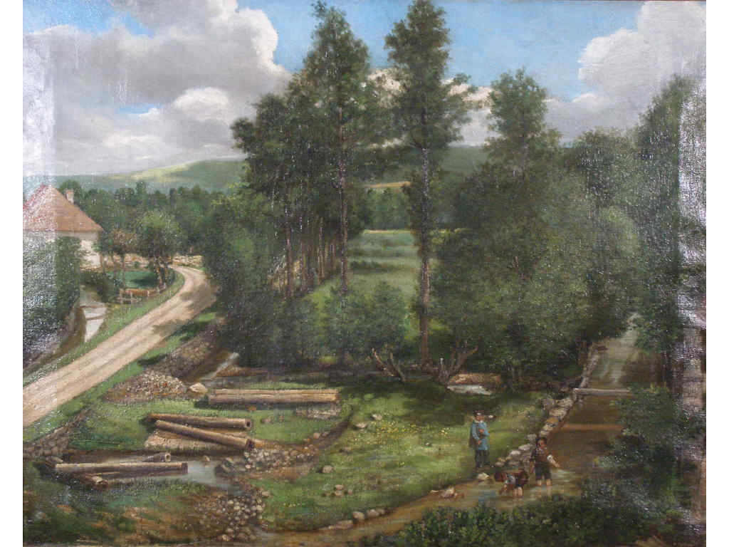 Appraisal: American School Landscape th c oil on canvas unsigned depicts