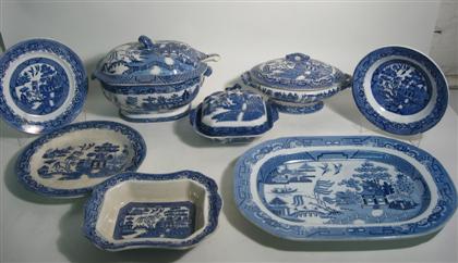 Appraisal: Assorted blue and white Willow pattern transferware and others th