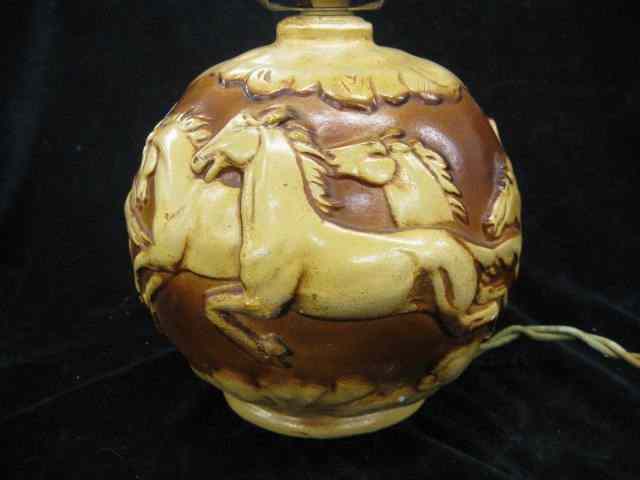 Appraisal: Horse Decorated Lamp '' diameter base