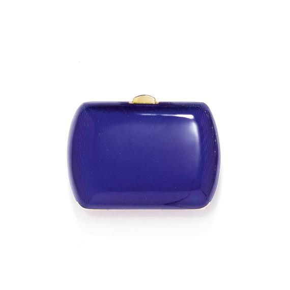 Appraisal: ENAMEL AND GOLD PILL BOX Yellow gold g Small virtually