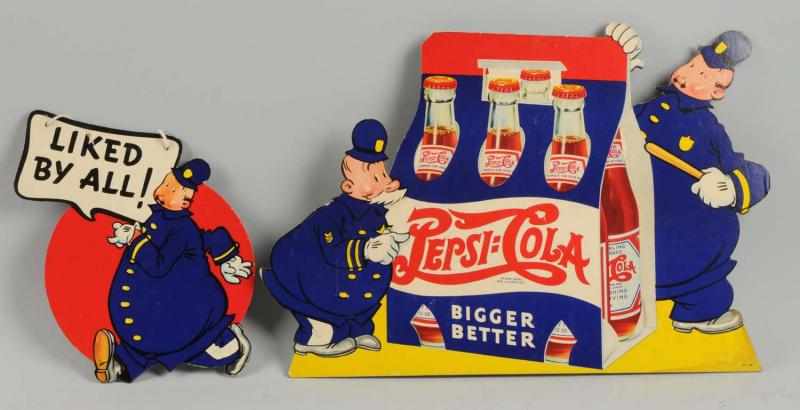 Appraisal: Lot of Pepsi Pete Cardboard Cutouts Both the smaller festoon