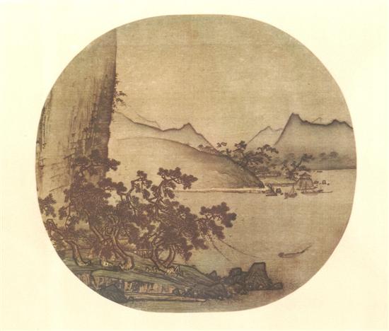 Appraisal: ANONYMOUS Chinese th century RIVERSCAPE ink and color framed -