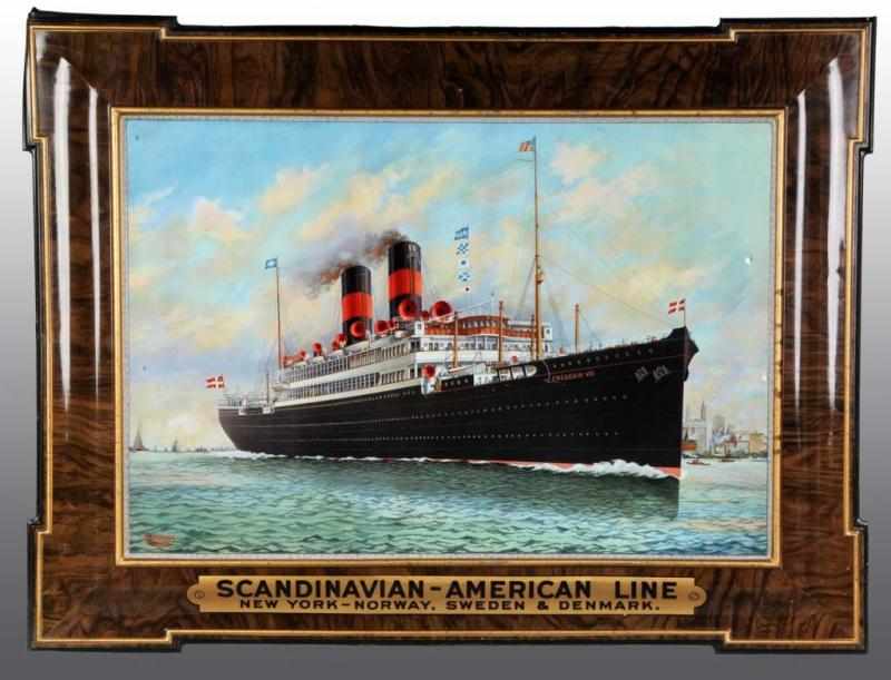 Appraisal: Frederik VIII Scandinavian American Ships Sign Description Self framed tin