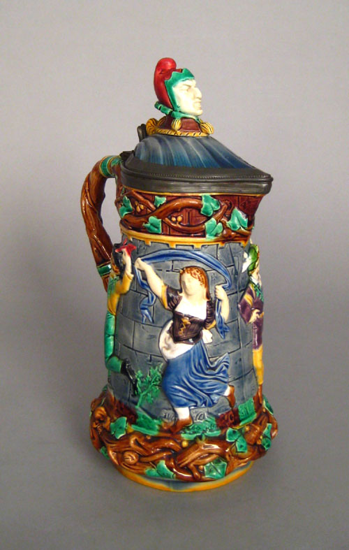 Appraisal: Minton majolica flagon late th c h