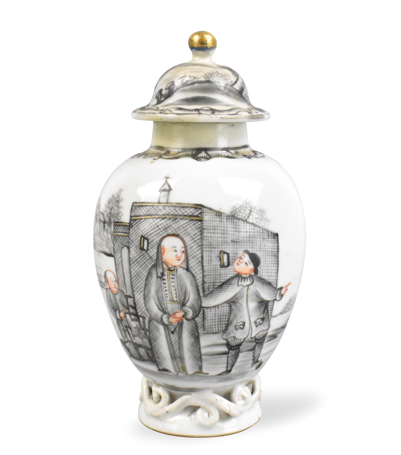 Appraisal: A Chinese grisaille covered jar with figures dating from the