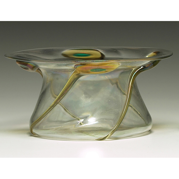 Appraisal: Loetz vase attribution unusual flaring shape in clear iridescent glass