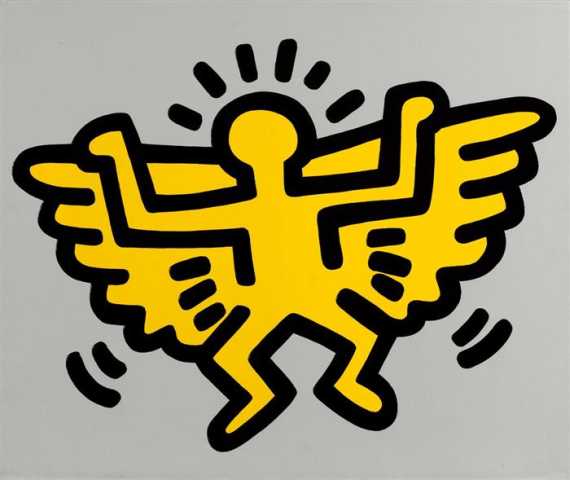 Appraisal: HARING KEITH Kutztown - New York Yellow Angel Silk screen