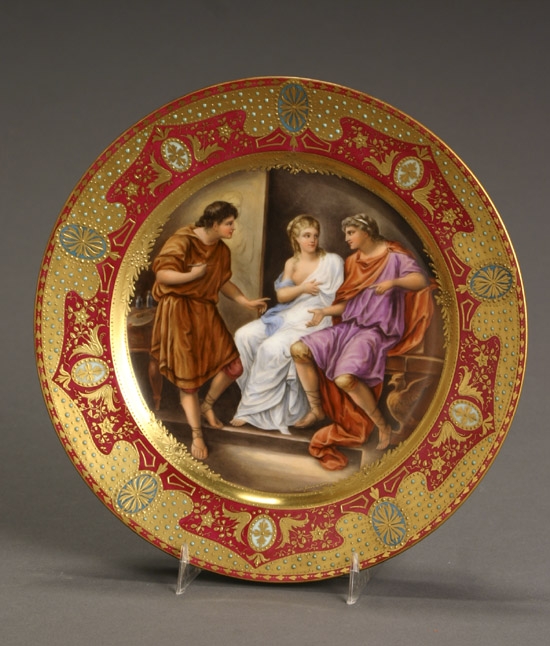 Appraisal: Vienna-Type Pictorial Cabinet Plate Circa Depicting Augustus and Cleopatra having